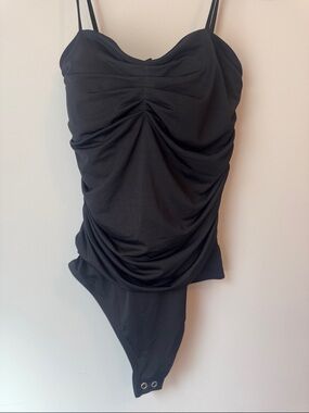 Express Black Ruched Bodysuit Tank Top